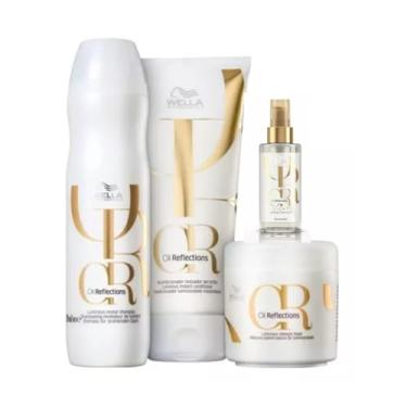 Imagem de Kit Shampoo 250ml Condicionador 200ml Máscara 150ml e Óleo Light 100ml Oil Reflections Wella Professionals