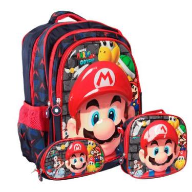 Imagem de Kit Mochila De Costas Menino Desenho Personagens Alto Relevo - Plike