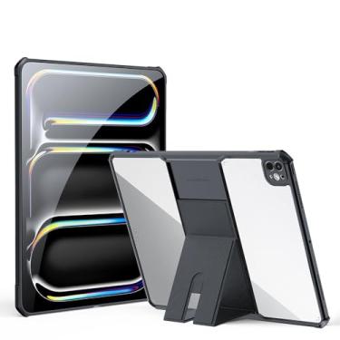 Imagem de Capa com suporte para iPad Pro de 11 polegadas (4ª/3ª/2ª/1ª geração) 2022/2021/2020/2018 capa transparente com suporte magnético à prova de choque fina e transparente