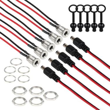 Imagem de JIQI 5 peças 5,5 x 2,1 mm DC Tomada macho e fêmea adaptadores conector com revestimento de cobre-níquel equipado com fios pré-soldados 18 AWG 15.0 cm para produtos digitais.