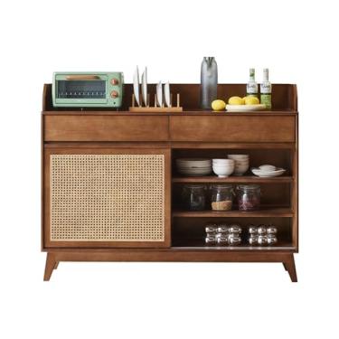 Imagem de Aparador de cozinha de vime maciço, madeira de freixo para casa, porta dupla, armário buffet