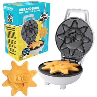 Imagem de Rise & Shine Mini Máquina de Waffles Solares - Tamanho Pessoal 10 cm Sunshine Smile Individual Waffles para Crianças Adultos - Bonito Ferro Waffler Elétrico Antiaderente - Bolo de Café da Manhã