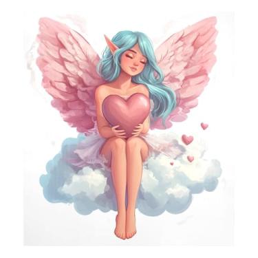 Imagem de Qilmy Capa magnética Love Cupid para máquina de lavar louça, 58 x 66 cm, capa decorativa para geladeira, adesivo magnético, para máquina de lavar, painel de geladeira, decalque para utensílios de