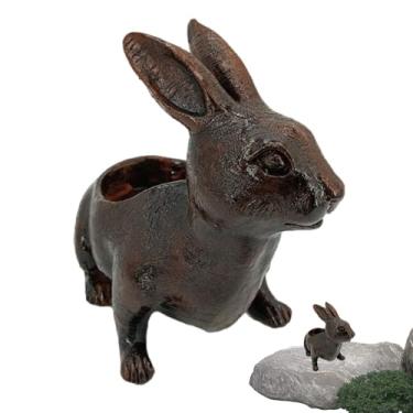 Imagem de Vasos para Plantas,Recipiente Decorativo para Estátua,Vaso de Coelho em Resina 17.78 x 9 x 13.97 cm (7 x 3.54 x 5.5 Polegadas) - Para Casa Jardim Sala de Estar Pátio Janela