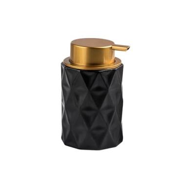 Imagem de Linda loção de cerâmica simples garrafa espumante casa de banho banho gel dispensador de sabão decoração de banheiro (preto)