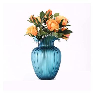 Imagem de Ornamentos de vaso de vidro simples modernos e modernos, arranjos de flores transparentes para sala de estar, enfeites de vaso de mesa de luxo (grande)