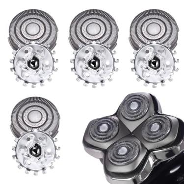 Imagem de 4 peças de lâminas de substituição para barbeador de crânio Pitbull Baron PRO, cabeças de substituição de barbear de anel triplo compatíveis com o barbeador Skull Shaver Pitbull