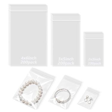 Imagem de Golden State Art Pacote com 600 sacos plásticos pequenos, 3 tamanhos variados, sacos de poliéster transparentes e reutilizáveis para comprimidos, contas, parafusos, embalagem