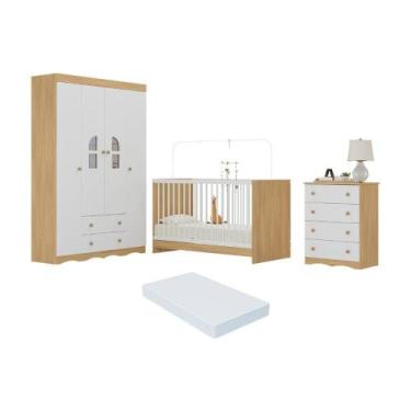 Imagem de Quarto De Bebê Completo Com Berço 3 Em 1 Com Colchão Incluso Liz Multi