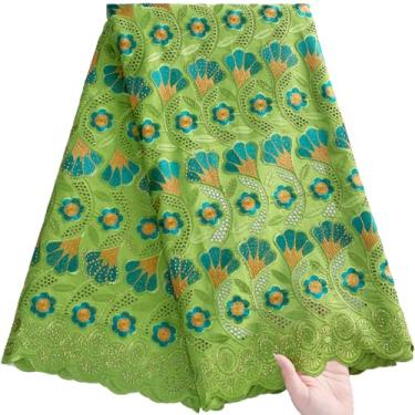 Imagem de ZhenGuiRu Tecido de renda africana 5 metros, tecido de renda de algodão jacquard bordado nigeriano para costura de festa de casamento