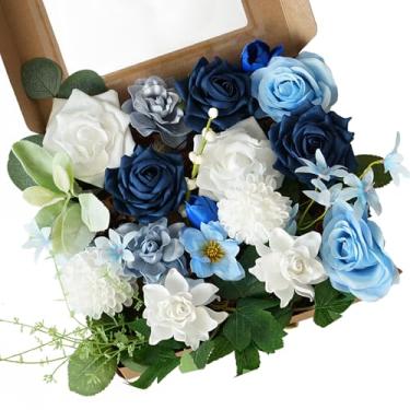 Imagem de Palheta de flor rosa e dália, azul