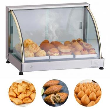 Imagem de Estufa Para Salgados 3 Bandejas Vitrine Vidro Curvo Expositor Quente -