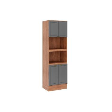 Imagem de Paneleiro De Cozinha Bella 2616 Torre Quente Com 2 Fornos 4 Portas 70cm Nogal Cinza