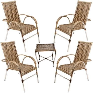 Imagem de Jogo 4 Cadeiras E Mesa Vênus Area Externa - Trama Cappuccino