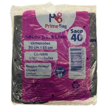 Imagem de Saco Lixo Preto 40 Litros Primebag C/100