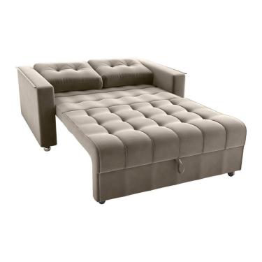 Imagem de Sofá Cama Reclinável 2 Lugares Com Almofadas 140 Lag Drika Matrix Veludo Capuccino