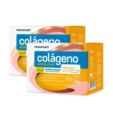 Imagem de Kit 02 Colágenos Em Pó Verisol 30 Sachês Manga Com Maracujá - Maxinutr