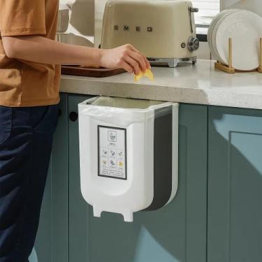 Imagem de Lixeira Recipiente Cesto Jogar Sujeira Reciclagem Papel Pia Cozinha Ca