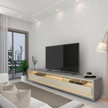 Imagem de Rack para TV Requinte 212 com LED Rodízios Cinza Off White - Gelius	