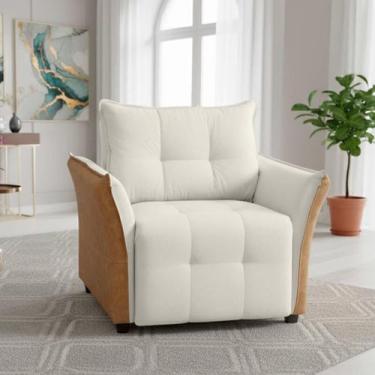 Imagem de Cadeira Decorativa Poltrona Boston Para Sala Bouclé E material sintéti