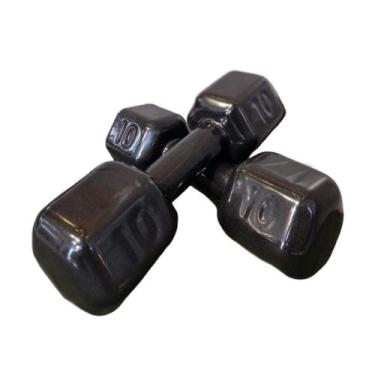 Imagem de Par Halter Sextavado Emborrachado 10 Kg - Anilhas&Cia