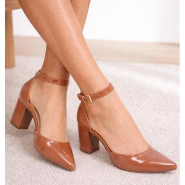 Imagem de Sapato Scarpin Salto Médio Baixo Grosso Bico Fino 6,5cm Social Feminin