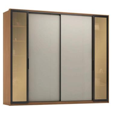 Imagem de Guarda Roupa Casal Laredo D44910k Amêndola Touch Nude Prime Flex Com Portas De Vidro Reflecta -demartez