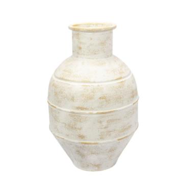 Imagem de Vaso Decorativo Branco Patina De Metal 40x26cm Lucatti