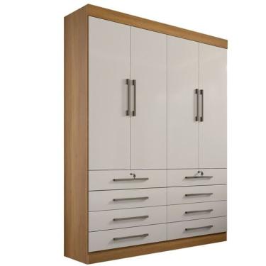 Imagem de Guarda Roupa Solteiro 4 Portas 6 Gavetas - Mônaco-cinamomo/off White - Móveis D'doro
