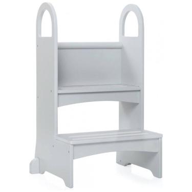 Imagem de Banqueta Dois Degraus Guidecraft High-Rise Step-Up Cinza Madeira Bétula com Pegadores e Degraus Antiderrapantes