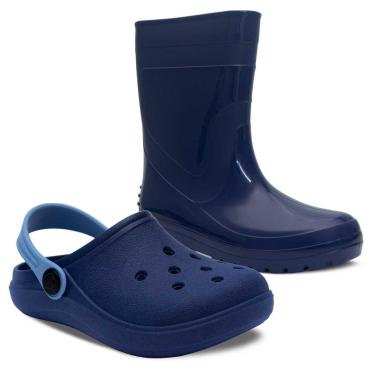 Imagem de Kit Bota Galocha E Babuche Sandalia Chinelo Infantil K40-Masculino