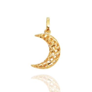 Imagem de Pingente Meia Lua de Ouro 18k Diamantada Berloque 14mm - AGAPRIME JOIA