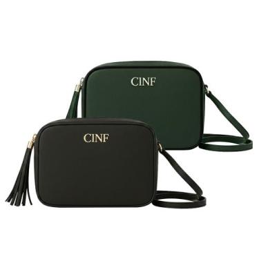 Imagem de Bolsa Feminina Transversal Kit 2 peças Alça Ajustável - CINF, Preto, V
