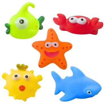 Imagem de Pack 5 Bichinhos Brinquedos Banho Animais Marinhos - Castela - Castela