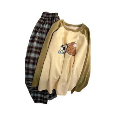 Imagem de Conjunto De Pijamas Femininos Estilo Coreano, Confortáveis Para Primav