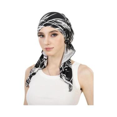 Imagem de Hijab Turbante Feminino Muçulmano Com Estampa, Elástico, Cauda Longa, 