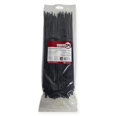 Imagem de Abraçadeira de Nylon Preta 280mm x 4,8mm - 100 Unidades - Nove54 - ATM