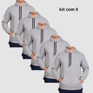 Imagem de Kit 5 Moletons Unisex Com Capuz Estilo Urbano Casual - Lucam, Cinza, P