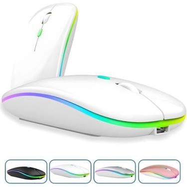 Imagem de Mouse Sem Fio WiFi 2.4Ghz e Bluetooth 5.2 Recarregável Com LED RGB Com