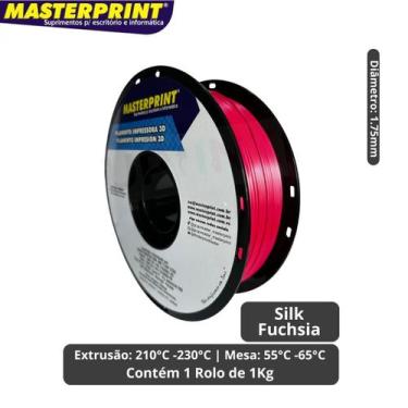 Imagem de Filamento 3D - PLA SILK Fuchsia - Rolo 1KG (1.75mm) - Masterprint