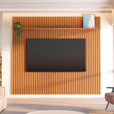 Imagem de Painel Ripado para TV até 85 Polegadas 100% MDF 230,5cmx250cm Aloe Cab