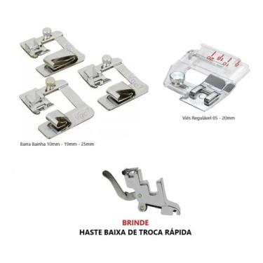 Imagem de Kit 03 Calcadores Fazer Bainha Barra 10-19-25mm + Calcador Viés Regulá