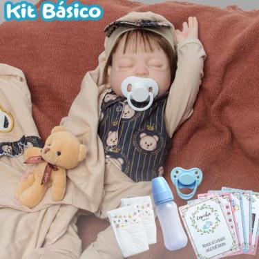 Imagem de Bebê Reborn Menino Olhos Fechados Fio a Fio Silicone - Cegonha Reborn 