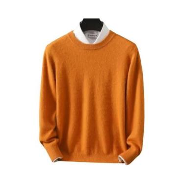 Imagem de Suéter Masculino De Tamanho Grande 100% Cashmere De Vison Puro, Gola R