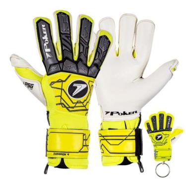 Imagem de Luvas De Goleiro Poker Champion 9 Profissional Futebol Campo, Amarelo,