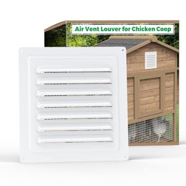 Imagem de Forestchill Grade de Ventilação para Galinheiro, 15 x 15 cm, Malha de Tela Embutida, Exaustão com Persiana, Branca