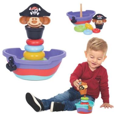 Imagem de Brinquedo Educativo Empilha Baby Pirata Bebê Didatico Presente Menino 