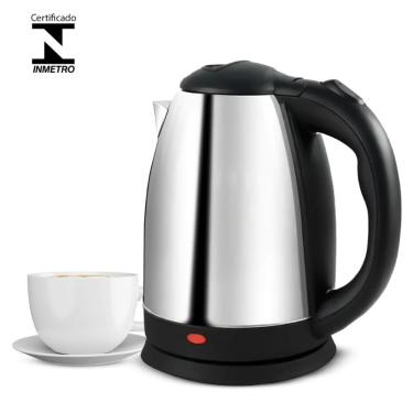 Imagem de Chaleira Elétrica Térmica Bule com Tampa Inox 1,8L Aço Inox Desligamento Automático 110V