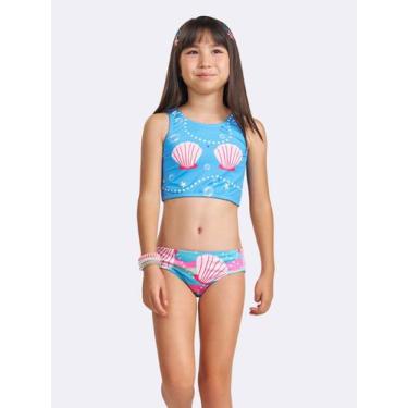 Imagem de Biquini Sereia com Proteção UV - Veggi, Azul, 2, Meninas