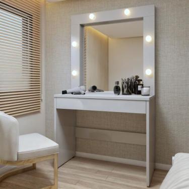 Imagem de Penteadeira Camarim com Espelho MDF Requinte Bege/Off White - Mavaular